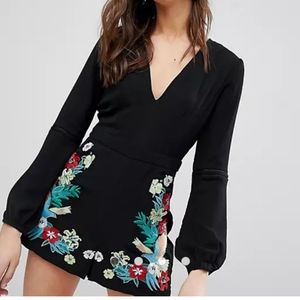 Jumpsuit Black embroidered  romper size small
